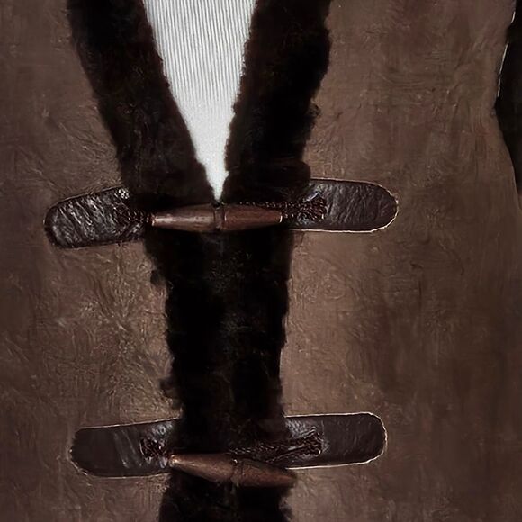 Vintage Chocolate Brown Sheepskin Sheared Lining Toggle Button New Zealand Vest - Picture 4 of 10
